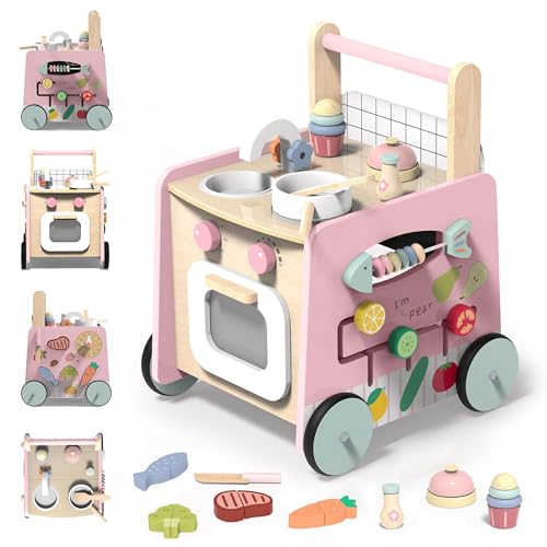 VITONIS Baby Lauflernwagen Holz, Lauflernhilfe zum Holz, Montessori Spielzeug Multifunktion, Holzspielzeug Kleinkinder, Baby Walker Spielzeug für Kinder, Geschenk für Jungen und Mädchen, Rosa VITONIS Baby Lauflernwagen Holz, Lauflernhilfe zum Holz, Montessori Spielzeug Multifunktion, Holzspielzeug Kleinkinder, Baby Walker Spielzeug für Kinder, Geschenk für Jungen und Mädchen, Rosa von VITONIS