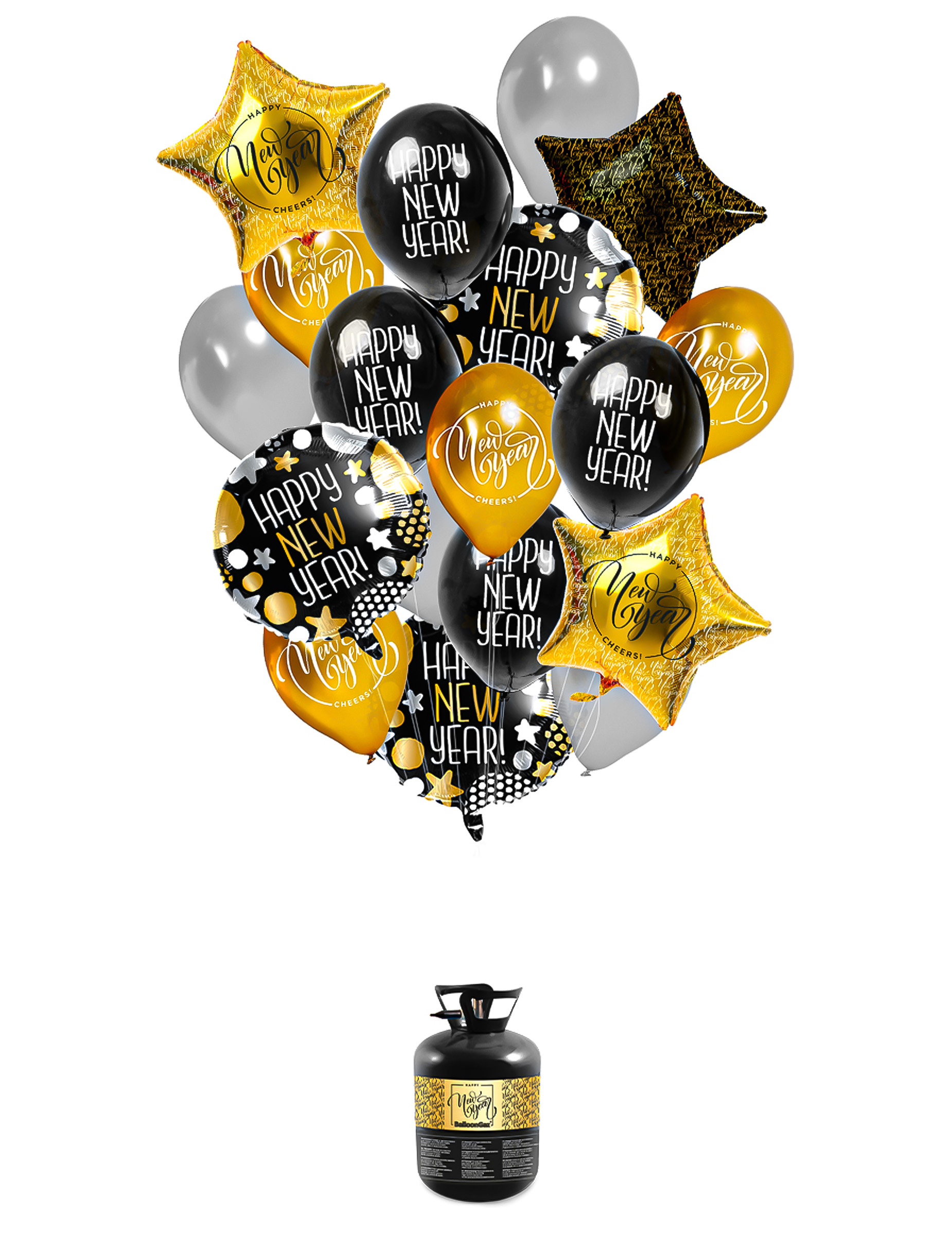 Silvester Ballon-Set 18-teilig gold-schwarz-weiß von FOLAT BV