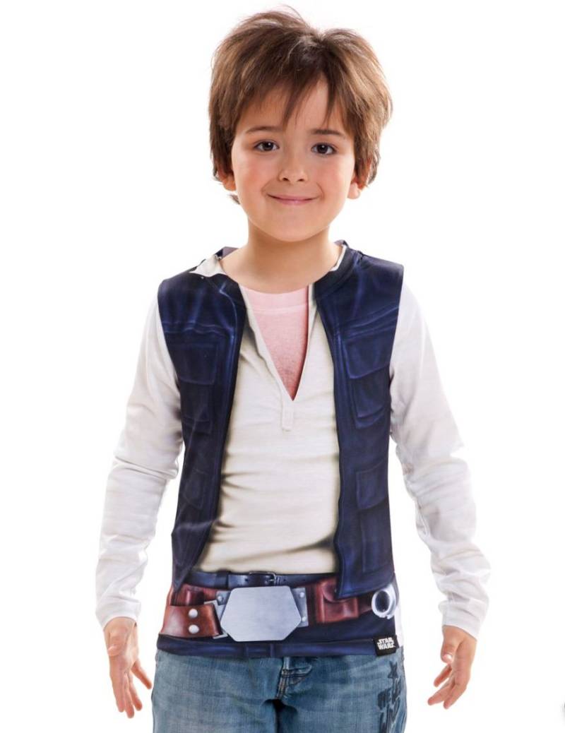 Han Solo Longsleeve für Kinder Star Wars Shirt weiss-blau von VIVING COSTUMES / JUINSA