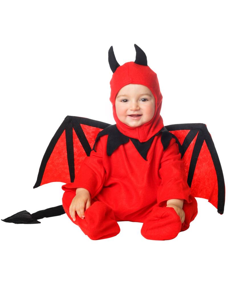 Teufel-Kostüm mit Flügeln für Babys Halloween-Kostüm rot-schwarz von VIVING COSTUMES / JUINSA