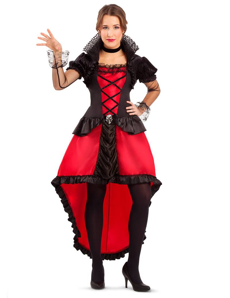 Verführerische Vampir-Gräfin Damenkostüm für Halloween schwarz-rot von VIVING COSTUMES / JUINSA