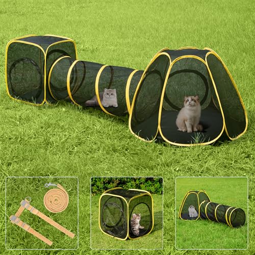 VIVOHOME 3 in 1 Outdoor Katzengehege Katzenzelt Tunnel Spielhaus von VIVOHOME