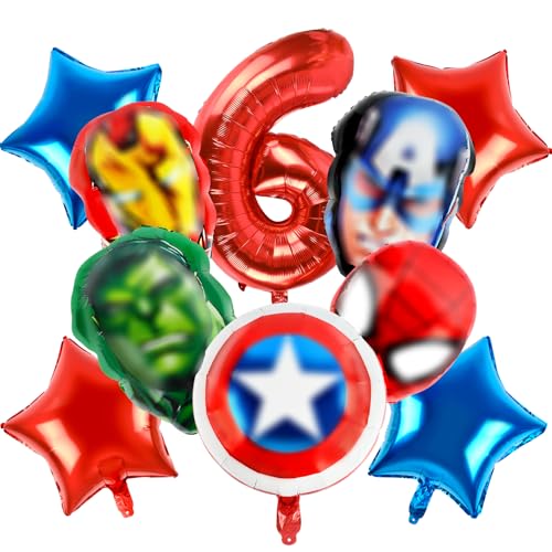 Avengers Folienballon,10 Stück Superhelden Party Ballons, Jungen Avengers Luftballons, Geburtstag Deko Spider Man Luftballons, für Kinder Luftballon Party Supplies Dekoration von VIYAAN