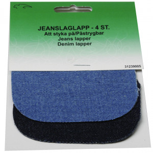 Aufbügeletikett/Reparaturpflaster Jeans oval Helles und Dunkles Denim von VJ Green