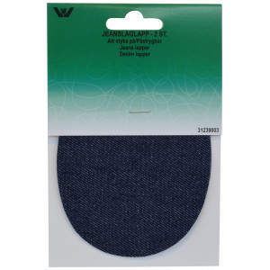 Aufbügeletikett/Reparaturpflaster Jeans oval Marineblau 9x11,5cm - 2 S von VJ Green