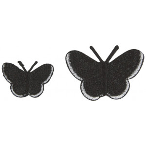 Aufbügeletikett Schmetterlinge Schwarz Ass. Größen - 2 Stk von VJ Green