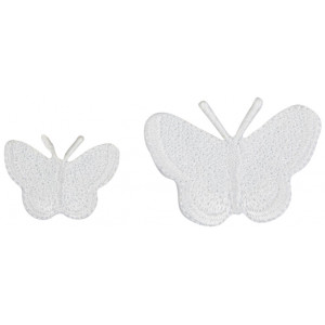 Aufbügeletikett Schmetterlinge Weiß Ass. Größen - 2 Stk von VJ Green