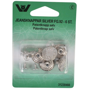 Jeansknöpfe Silber 17mm - 6 Stk von VJ Green