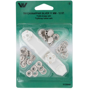 Jersey nähfreie Pressverschlüsse 11mm Silber - 12 Sets von VJ Green