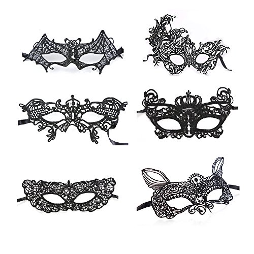 VKI® 6Pcs Venezianischen Maskerade-Maske für Halloween Karneval, Schwarz von VKI