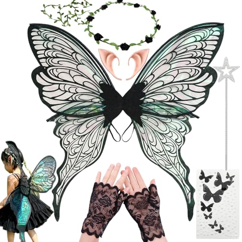 VLEDARLING Damen Mädchen Schmetterling, Glitzernde Engelsflügel, Glitzer Schmetterlingsflügel, Nymphe Pixie Halloween Kostüm Flügel Schmetterling Feenflügel Engelsflügel Mädchen Feenflügel(Schwarz) VLEDARLING Damen Mädchen Schmetterling, Glitzernde Engelsflügel, Glitzer Schmetterlingsflügel, Nymphe Pixie Halloween Kostüm Flügel Schmetterling Feenflügel Engelsflügel Mädchen Feenflügel(Schwarz) von VLEDARLING