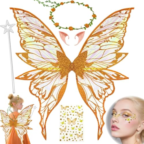 VLEDARLING Damen Mädchen Schmetterling, Glitzernde Engelsflügel, Glitzer Schmetterlingsflügel, Nymphe Pixie Halloween Kostüm Flügel Schmetterling Feenflügel Engelsflügel Mädchen Feenflügel(Gold) VLEDARLING Damen Mädchen Schmetterling, Glitzernde Engelsflügel, Glitzer Schmetterlingsflügel, Nymphe Pixie Halloween Kostüm Flügel Schmetterling Feenflügel Engelsflügel Mädchen Feenflügel(Gold) von VLEDARLING