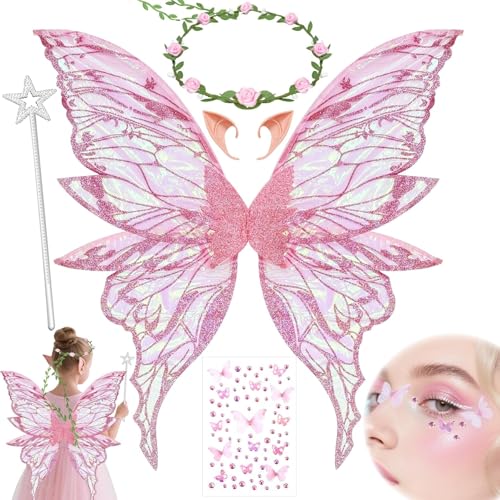 VLEDARLING Damen Mädchen Schmetterling, Glitzernde Engelsflügel, Glitzer Schmetterlingsflügel, Nymphe Pixie Halloween Kostüm Flügel Schmetterling Feenflügel Engelsflügel Mädchen Feenflügel(Rosa) VLEDARLING Damen Mädchen Schmetterling, Glitzernde Engelsflügel, Glitzer Schmetterlingsflügel, Nymphe Pixie Halloween Kostüm Flügel Schmetterling Feenflügel Engelsflügel Mädchen Feenflügel(Rosa) von VLEDARLING