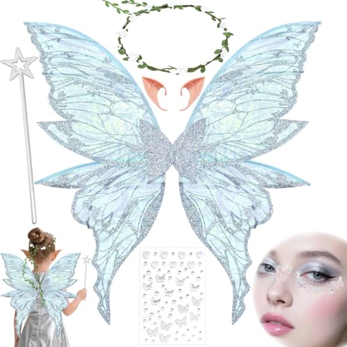 VLEDARLING Damen Mädchen Schmetterling, Glitzernde Engelsflügel, Glitzer Schmetterlingsflügel, Nymphe Pixie Halloween Kostüm Flügel Schmetterling Feenflügel Engelsflügel Mädchen Feenflügel(Weiß) VLEDARLING Damen Mädchen Schmetterling, Glitzernde Engelsflügel, Glitzer Schmetterlingsflügel, Nymphe Pixie Halloween Kostüm Flügel Schmetterling Feenflügel Engelsflügel Mädchen Feenflügel(Weiß) von VLEDARLING