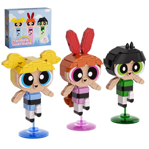 Power Puff Mädchen Bauset Polizei Mädchen Bauspielzeug 3-in-1 Animiertes Charaktermodell Spielzeug Kompatibel mit Lego Geeignet für Jungen und Mädchen als Weihnachten oder andere (464PCS) von VLOTVFP