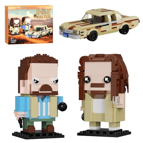 Tolles Lebowski Bausteine-Set mit Auto, berühmte Kriminalkomödie Filmfigur The Dude, Spielzeugmodelle, kompatibel mit Lego, geeignet für Erwachsene, Fans, Jungen, Kinder, ab 6 Jahren (3 in 1) (592 von VLOTVFP