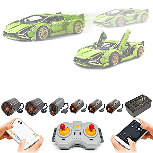 Technik Power Motoren LED Beleuchtungsset für Lego 42115 Lamborghini Sián FKP 37 Rennwagen(Nicht Enthalten Modell) (Full Function Remote Control Motor Kit) von VLites