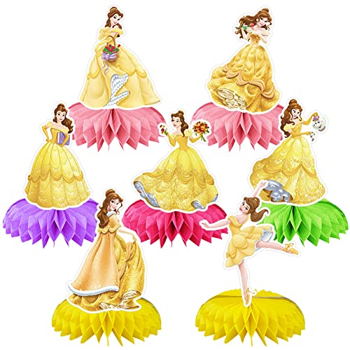 7 Prinzessin Belle Wabe Ornamente VMOTA Basis Wabe Ball Dekorationen Kindergeburtstag Dekorationen Kleine Prinzessin Wand Kunst Dekorationen Party Dekorationen Geeignet für Schlafzimmer Wohnzimmer von VMOTA