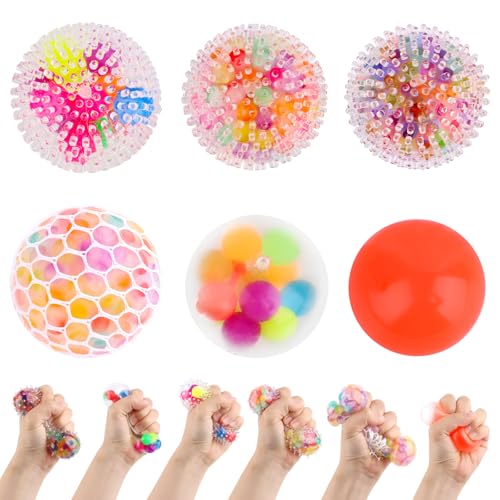 VMUTGA 6 Stück Squishy Stressball, Anti Stress Bälle Geschenke, Stressball Kinder, Knautschball, Stressball Erwachsene, Antistressball mit Wasser Perle, Farbenfrohe und Lustige Softbälle für Freund von VMUTGA