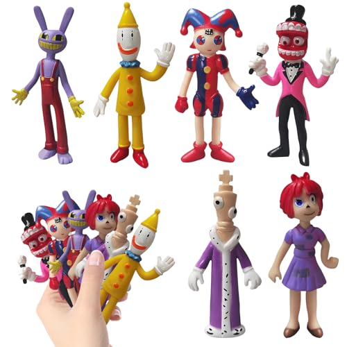 VOCDEMERI Cartoon Figuren 6 Stück The Digital Circus Figuren Set Zirkusartisten Actionfiguren Desktop Ornaments Bastelspielzeug, Geschenk für Junge und Mädchen Kinder Geburtstag Party Dekoration von VOCDEMERI