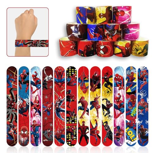 VOCDEMERI Party Mitgebsel 12 Kinder Slap Bands Schnapparmband für Kinder mit 4 Tattoo Aufkleber für Kinder Party Geschenk Mitgebsel von VOCDEMERI