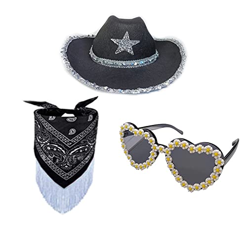 VOCUE CowboyHut, Brille, BandanaSet, Junggesellinnenabschied, Bandana, Brautparty, Hut, Junggesellinnenabschied, Cowgirl-Brille, Brautparty von VOCUE