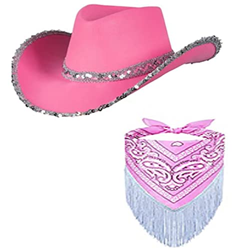 VOCUE Cowgirl-Hut, Bandana, Hut, Bandana, Cowgirl, Bandana, Junggesellinnenabschied, Hut, Brautparty, Schal von VOCUE