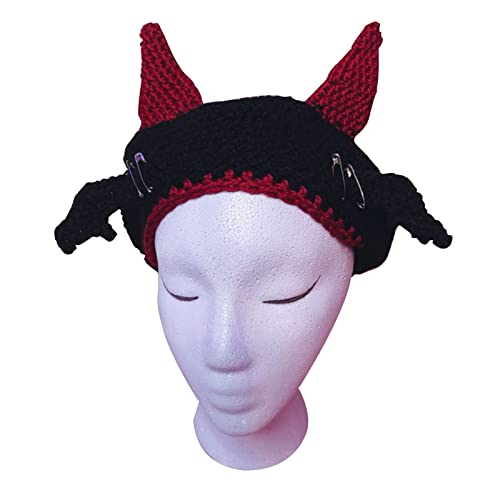 VOCUE Hut Teufelshorn Hut Strick Teufelsmütze Halloween Lustige Mütze Strickparty Hut Skullies von VOCUE