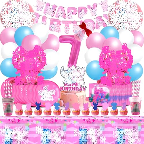 104 Pcs Geburtstagsdeko Stitc, PartyGeschirr Kindergeburtstag Stitc, Helium Ballon 7, Stitc Pappteller Und Becher, Stitc Deko Torte, Luftballon Mädchen 7 Jahre 104 Pcs Geburtstagsdeko Stitc, PartyGeschirr Kindergeburtstag Stitc, Helium Ballon 7, Stitc Pappteller Und Becher, Stitc Deko Torte, Luftballon Mädchen 7 Jahre von VOENCSU