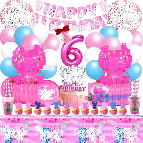 104 Pcs Stitc Geburtstagsdeko, Stitc PartyGeschirr Kindergeburtstag, Stitc Helium Ballon 6, Stitc Pappteller Und Becher, Deko Torte, Luftballon Mädchen 6 Jahre 104 Pcs Stitc Geburtstagsdeko, Stitc PartyGeschirr Kindergeburtstag, Stitc Helium Ballon 6, Stitc Pappteller Und Becher, Deko Torte, Luftballon Mädchen 6 Jahre von VOENCSU
