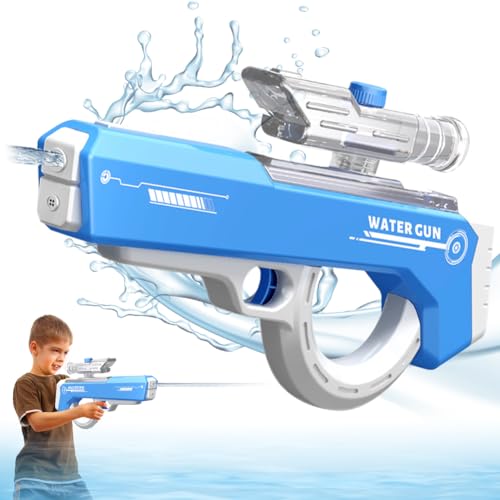 Elektrische Wasserpistole, Wasserpistole Elektrisch, Max Range 11-13 M Range, Automatische Wasserpistole, Wasserpistole für Kinder Erwachsene, für Strandpartys, Schwimmbäder, Garten(Blau) von VOHESEA