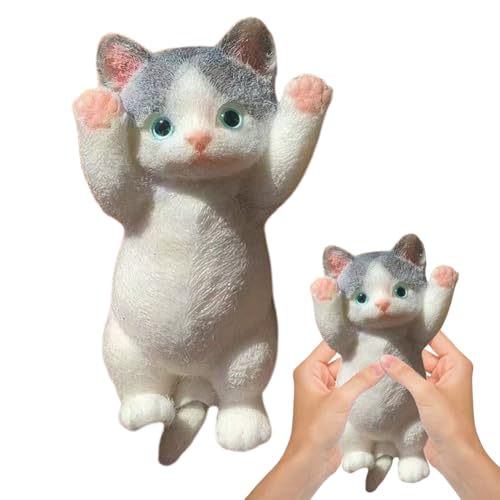 Taba Squishy Katze Toy, Niedlich Anti-Stress Spielzeug, Realistische Katze Squeeze Toy, Klebrig Quetschspielzeug, Anti Stress Squishies Cat Toys, Fidget Spielzeug für Kinder & Erwachsene (20x10cm) von VOHESEA