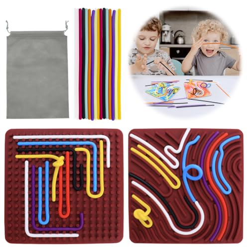 Sensorik Activity Board Silikon Sensorisches Aktivitätsbrett Sensory Fidget Spiel Toys Sensorik Spielzeug für Kinder ab 3 Jahr zur Beruhigung Angstzuständen Autismus ADHD,mit Reisetasche &20 Schnüren von VOHESEA