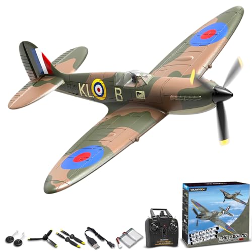 VOLANTEXRC 4 Kanal RC Flugzeug Spitfire, 2,4 GHz Ferngesteuertes Flugzeug RTF mit 2 Batterien, RC Plane 4CH RC Segelflugzeugspielzeug für Anfänger, Kinder, Erwachsene von VOLANTEXRC