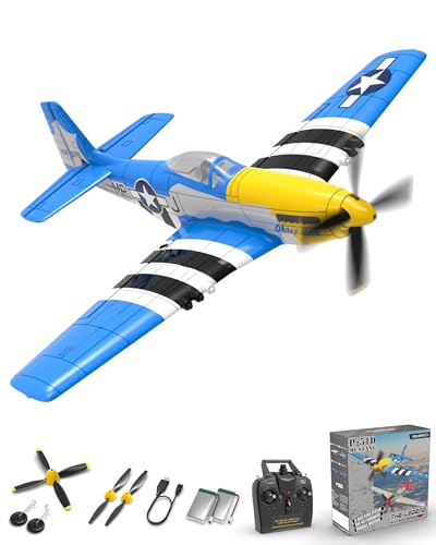 VOLANTEXRC 761-5 RTF 4-Kanal-funkgesteuertes Flugzeug P51 Mustang, sofort flugbereit, für Anfänger, mit Xpilot-Stabilisierungssystem und One-Key-Aerobatic von VOLANTEXRC