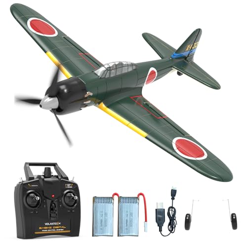 VOLANTEXRC A6M Zero 4 Kanal RC Flugzeug, 4CH Ferngesteuertes Flugzeug mit 2 Batterien 2,4 GHz RC Plane RTF, RC Segelflugzeugspielzeug für Anfänger, Kinder, Erwachsene von VOLANTEXRC