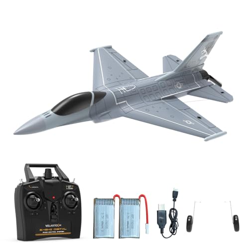 VOLANTEXRC RC Flugzeug F16 Fighting Falcon, 2,4 GHz RC Jet 4CH RC Flugzeug Fighter bereit zum Fliegen mit 2 Batterien, Xpilot-Stabilisator-System, One-Key-Aerobatic unzerbrechliches RC-Flugzeug für von VOLANTEXRC