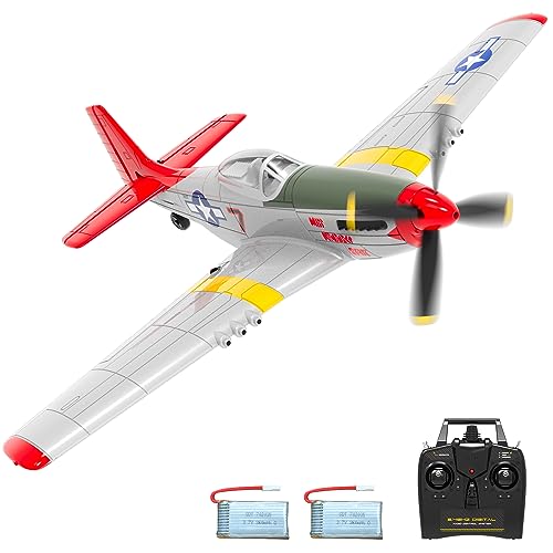 VOLANTEXRC P51D Mustang V2, 4-Kanal Ferngesteuertes Flugzeug mit 2,4 GHz 4CH RC Flugzeug RTF für Anfänger, Kinder und Erwachsene, RC Plane inklusive USB-Aufladung von VOLANTEXRC