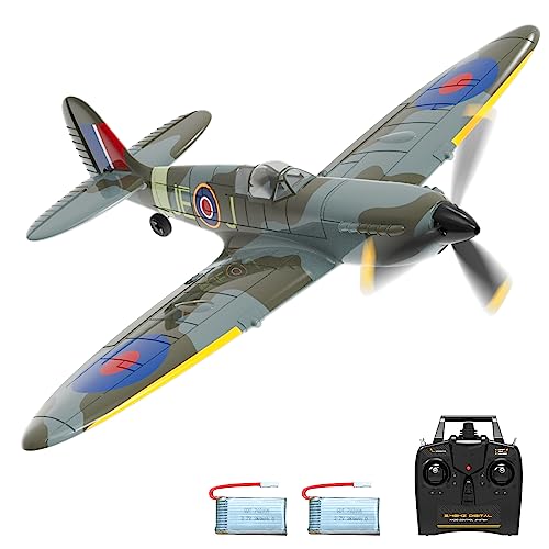 VOLANTEXRC SpitfireV2, 2,4 GHz Ferngesteuertes Flugzeug RTF mit 2 Batterien RC Flugzeug Anfänger, RC Plane 4CH RC Segelflugzeugspielzeug für Anfänger, Kinder, Erwachsene von VOLANTEXRC