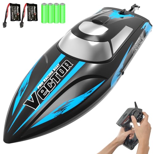 volantexrc RC Boot, ferngesteuertes Boot für Pools und Seen, 20+ km/h RC-Boot, 2,4-GHz-Rennboote mit LED Lichtern 2 Batterien Poolspielzeug für Kinder, ferngesteuertes Wasserfahrzeug (795-6) von VOLANTEXRC