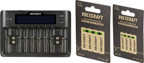 VOLTCRAFT CC-8 + HR03 SE + HR6 SE Rundzellen-Ladegerät LiIon, LiFePO, NiMH, NiCd A, Mignon (AA), Mi von VOLTCRAFT