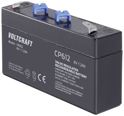 VOLTCRAFT CE6V/1,2Ah VC-12713930 Bleiakku 6V 1.2Ah Blei-Vlies (AGM) (B x H x T) 97 x 58 x 24mm Flach von VOLTCRAFT