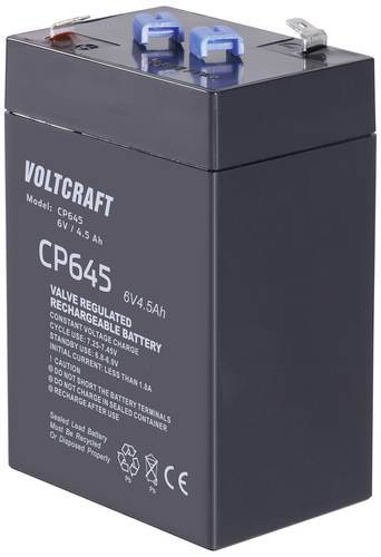 VOLTCRAFT CE6V/4,5Ah VC-12713940 Bleiakku 6V 4.5Ah Blei-Vlies (AGM) (B x H x T) 70 x 107 x 47mm Flac von VOLTCRAFT