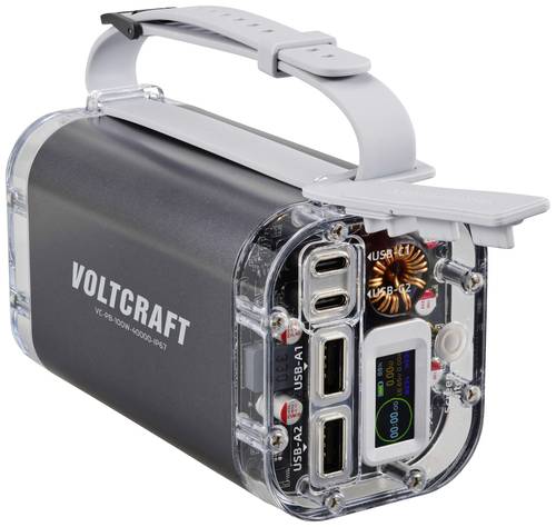 VOLTCRAFT VC-PB-100W-40000-IP67 Powerbank 40000 mAh USB PD LiPo Aluminium-Grau LED Taschenlampe, Out von VOLTCRAFT