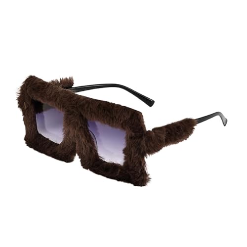 VONCYKI Übergroße Plüsch-Sonnenbrille, Winter-Sonnenbrille für Damen, weich, flauschig, quadratischer Rahmen, für Party, Cosplay (C4) von VONCYKI