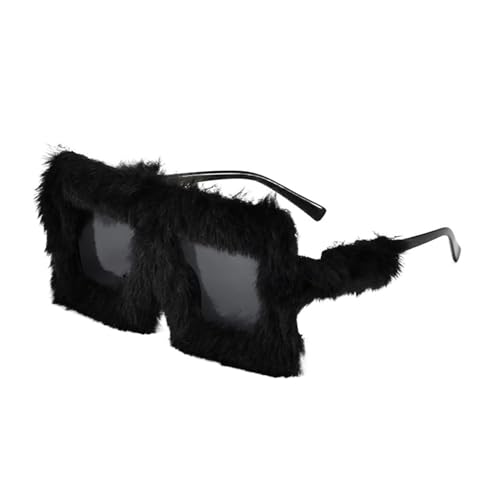 VONCYKI Übergroße Plüsch-Sonnenbrille, weich, flauschig, Winter-Sonnenbrille, quadratischer Rahmen, für Party, Weihnachten, Halloween, Neuheit (C1) von VONCYKI