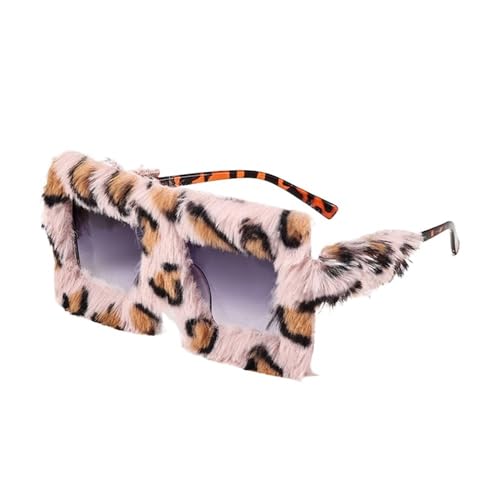 VONCYKI Übergroße Plüsch-Sonnenbrille, weich, flauschig, Winter-Sonnenbrille, quadratischer Rahmen, für Party, Weihnachten, Halloween, Neuheit (C19) von VONCYKI