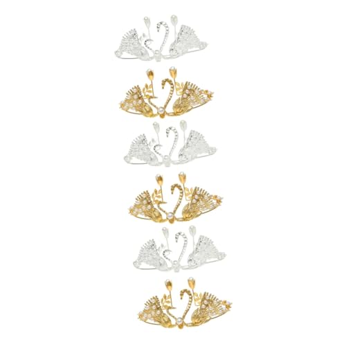 VOSAREA 3 Sätze 3 Sets Kuchenkrone Gold Strass Schwan Kuchen Dekorationen Goldbesatz Plüsch Brosche Pin Gold Hochzeit Tiara Für Kuchen Geburtstag Kuchen Dekoration 2 Stück * 3 von VOSAREA