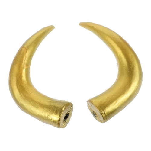 VOSAREA 1 Paar Simulationshorn Tierkopfschmuck DIY-Ornament Tierhorn Kopfschmuck Ziegenhörner Teufel-Cosplay-Kostüm Ochsenhornimitat Ochsenhorn-Haaranhänger zum Selbermachen PVC Golden von VOSAREA