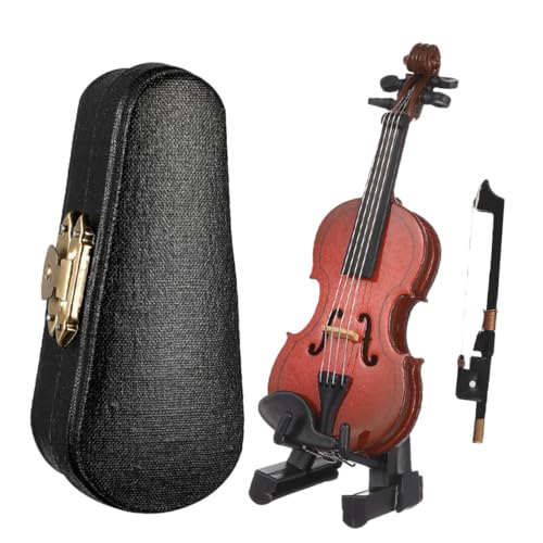 VOSAREA Miniatur Violine Aus Mit Ständer Und Bogen Realistisches Dekorationsstück Für Foto Requisiten Ideal Für Sammler Und Musikliebhaber von VOSAREA